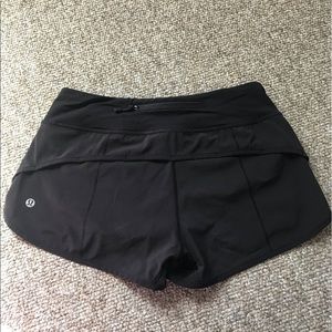 black Lululemon speed up running shorts size 4